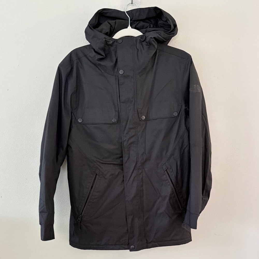 The North Face Mens Small Insulated‎ Hooded Parka Jacket Black Zip Up